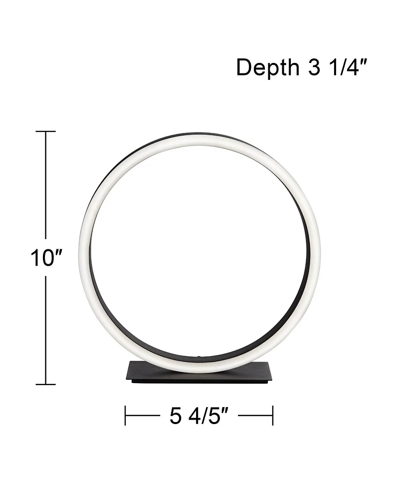 Possini Euro Avante Looped Ring 10" High Small Modern Accent Table Lamp Led Metal Single Shade Living Room Bedroom