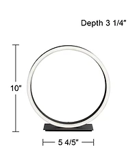 Possini Euro Avante Looped Ring 10" High Small Modern Accent Table Lamp Led Metal Single Shade Living Room Bedroom