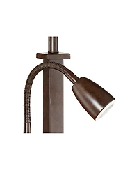 Possini Euro Design Deacon 26" High Industrial Desk Lamps Set of 2 Usb Port Ac Power Outlet Gooseneck Bronze Finish Metal Charging