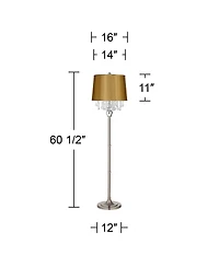 360 Lighting Crystals Traditional Tall Standing Floor Lamp Column Foot Switch Steel