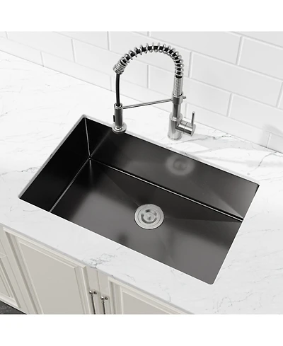 Busdays Stainless Steel Kitchen Sink, 30″x19″ Single Bowl, Undermount HandmadeSink , with Us Standard Drain and Hook, Ss-bl-05