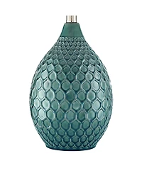 360 Lighting Modern Table Lamp with Usb Charging Port 24 3/4" High Sea Foam Ceramic Oatmeal Drum Shade for Living Room Desk Bedroom