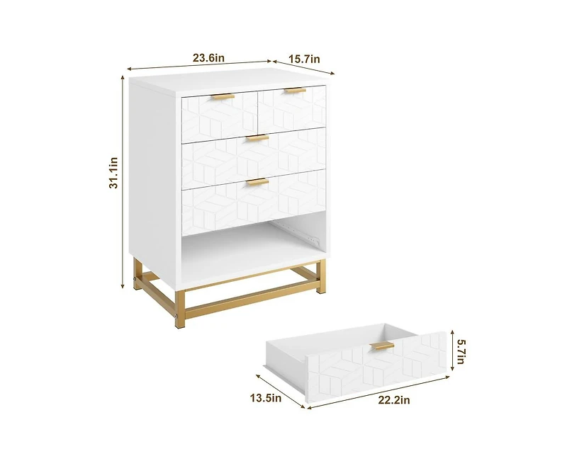 gaomon Dresser for Bedroom, 5 Drawer Dresser with Metal Legs, Modern Dresser Chest Organizer with Wide Storage, Chest of Drawers for Bedroom, Living R