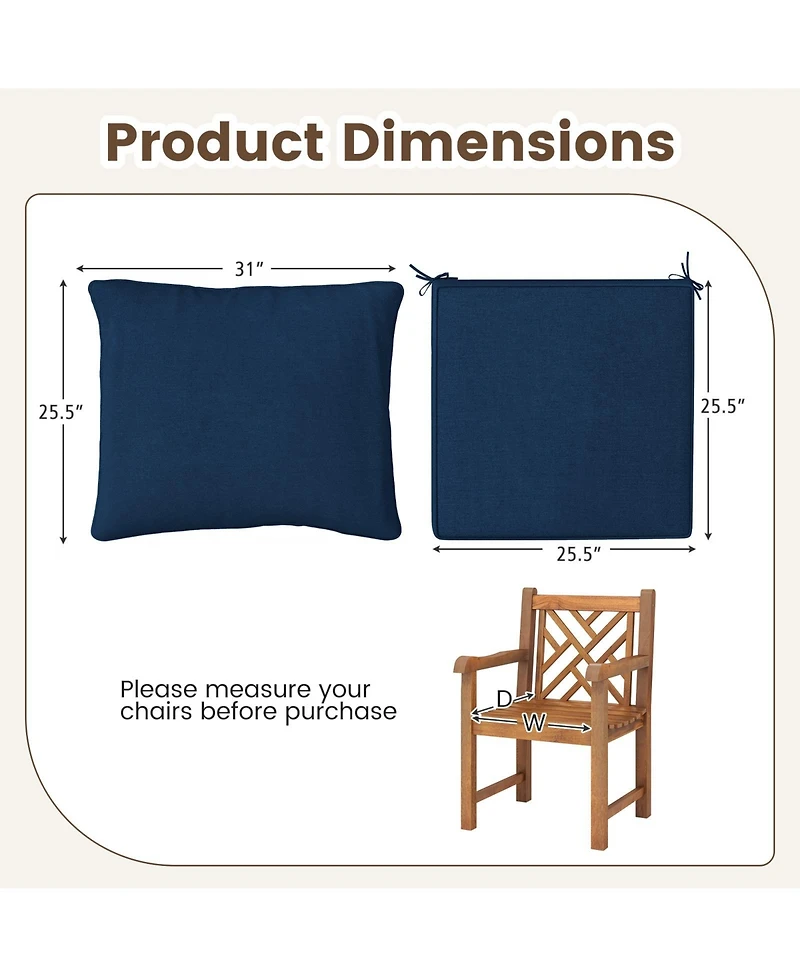 Sugift Deep Seat Chair Cushion Pads Set with Rope Belts for Indoor and Outdoor