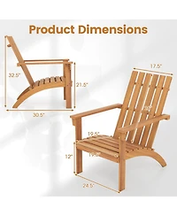 Sugift Acacia Wood Patio Adirondack Chair with Inclined Seat and High Backrest for Porch