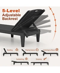 Sugift Outdoor Pp Chaise Lounge Chairs Set of 2 with 4-Position Adjustable Backrests