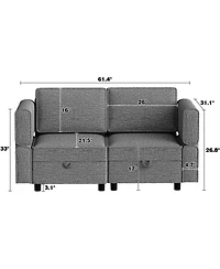 gaomon Loveseat Sofa with Storage Seat, Modern 2-Seater Modular Couch for Small Spaces