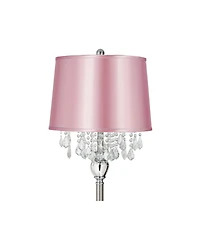 360 Lighting Crystals Traditional 60 1/2" Tall Standing Floor Lamp Foot Switch Satin Steel Finish Drum Satin Shade
