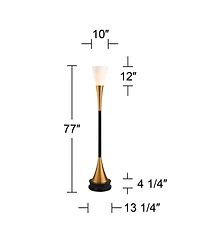 Possini Euro Design Piazza Modern Torchiere Floor Lamp with Riser 77" Tall Brass Metal Glass Shade for Living Room Bedroom Office House