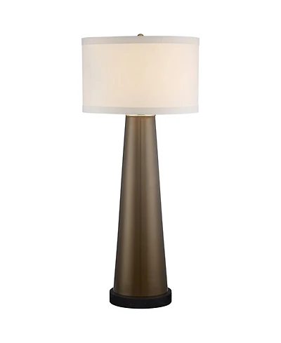 Possini Euro Design Karen Modern Table Lamp with Round Marble Riser 36" Tall Dark Gold Glass Shade for Bedroom Living Room Nightstand