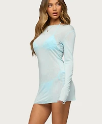 Edikted Women's Margeaux Sheer Long Sleeve Mini Dress