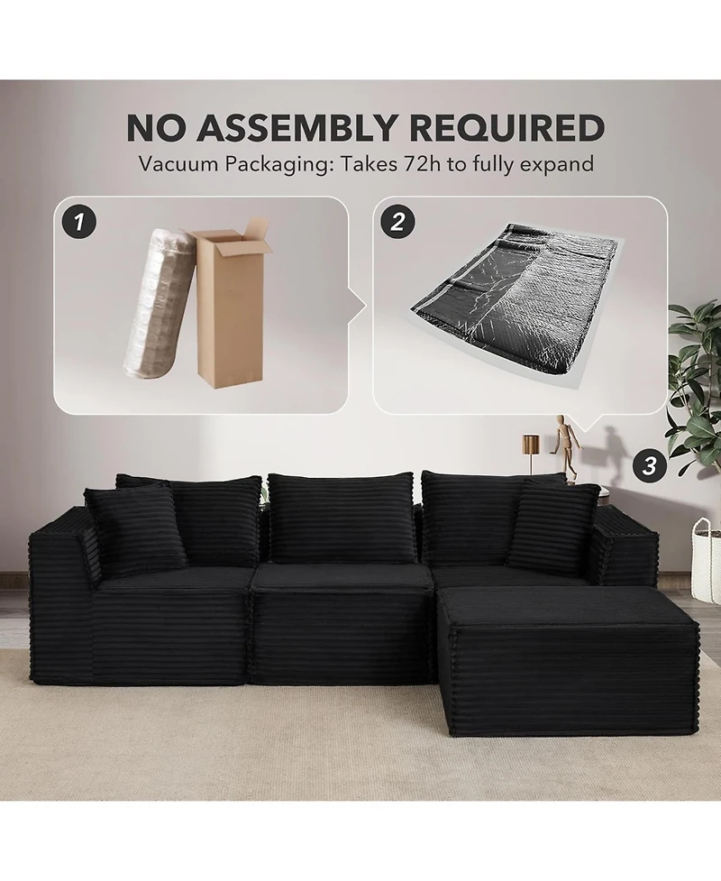 gaomon 108" Cloud Sectional Sofa, Modular Boneless Couch with Memory Foam, No Assembly