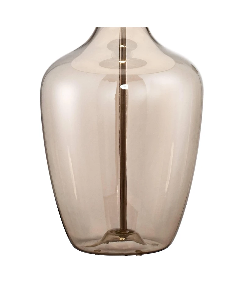 Possini Euro Design Modern Table Lamp with Usb Charging Port 31" Tall Champagne Glass Drum Shade for Living Room Bedroom