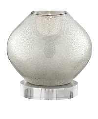 Possini Euro Design Swift Modern Table Lamp with Round Riser 32" Tall Mercury Glass Usb Charging Port Dimmer Double Drum Shade for Bedroom House Desk