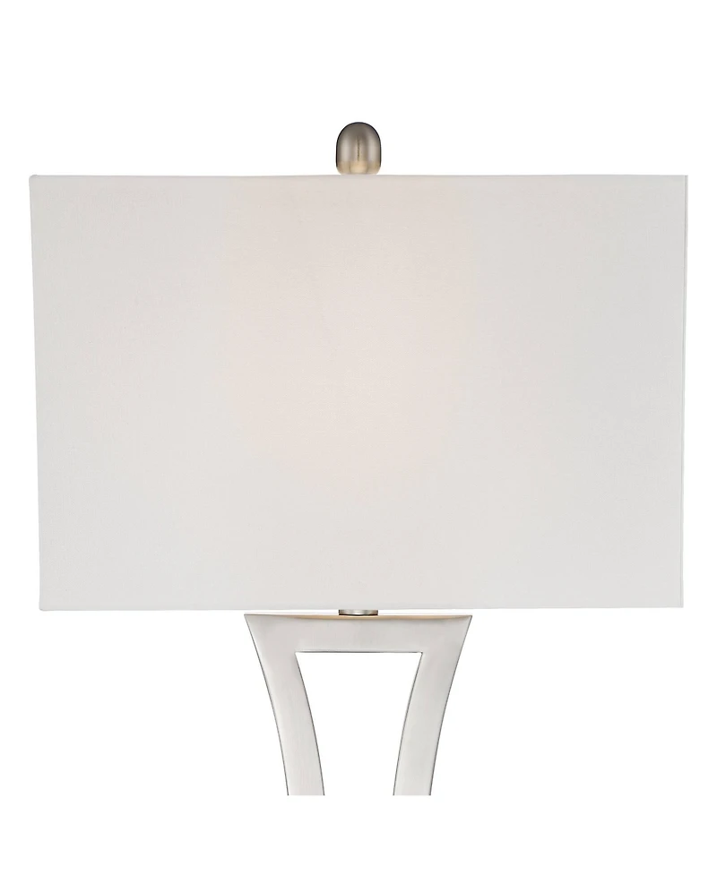 360 Lighting Roxie Modern Table Lamps Set of 2 with Marble Risers 31" Tall Brushed Nickel Fabric Shade for Bedroom Living Room Bedside