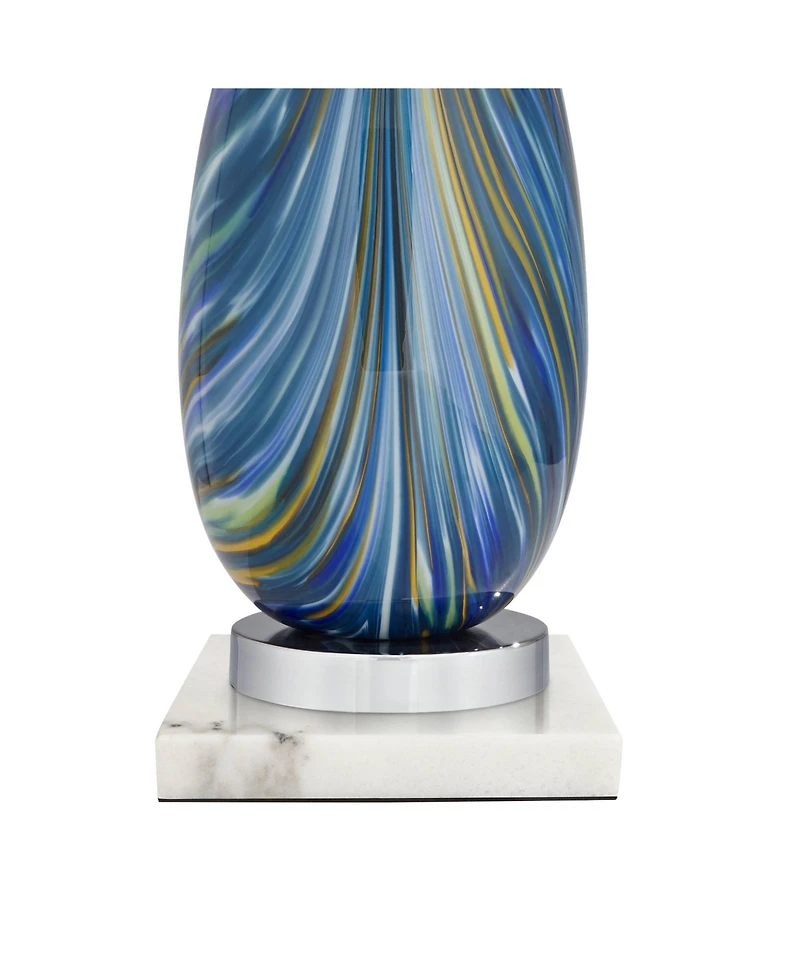 Possini Euro Design Pablo Modern Table Lamp with Square Marble Riser 27" Tall Art Glass Shade for Bedroom Living Room Bedside