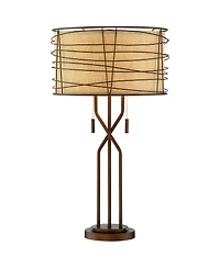Franklin Iron Works Marlowe 28.75" Tall Industrial Table Lamp with Usb Charging Port and Double Shade