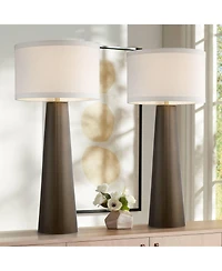 Possini Euro Design Karen 36" Tall Large Mid Century Modern End Table Lamps Set of 2 Glass Living Room Bedroom