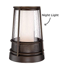 Franklin Iron Works Hugh 26" Tall Rustic Farmhouse Lantern Table Lamps with Led Nightlights, Set of 2