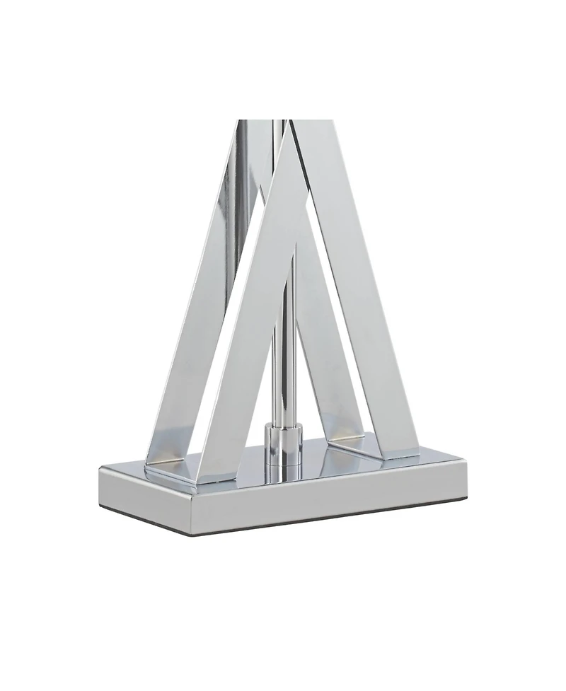 Possini Euro Design Proxima 28" Tall X-Shaped Modern Table Lamps Set of 2 Silver Chrome Finish Metal Living Room Bedroom Bedside