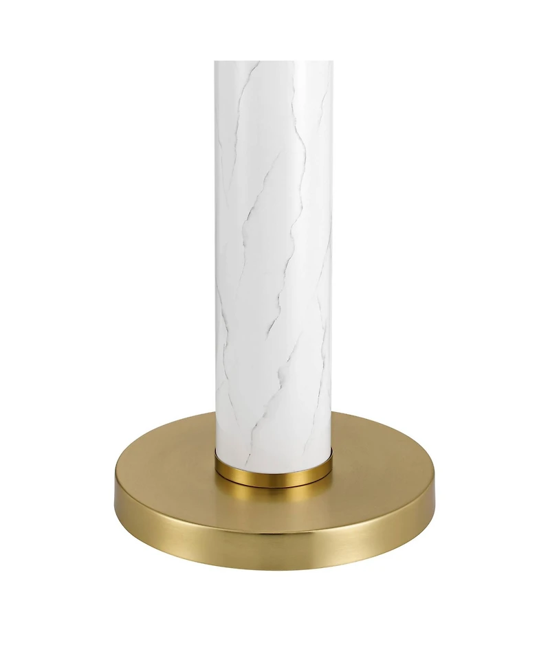 Possini Euro Design Bellini Modern 65" Tall Standing Floor Lamp with Tray Table Usb Port Pull Chain Gold Metal Faux Marble Finish