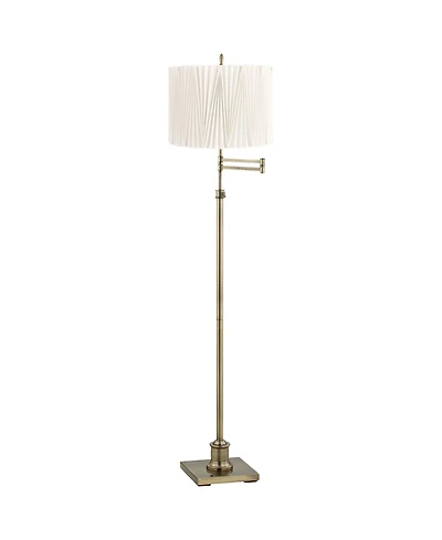360 Lighting Westbury Modern 70" Tall Standing Floor Lamp Metal Brass Finish Linen Diamond Pleated