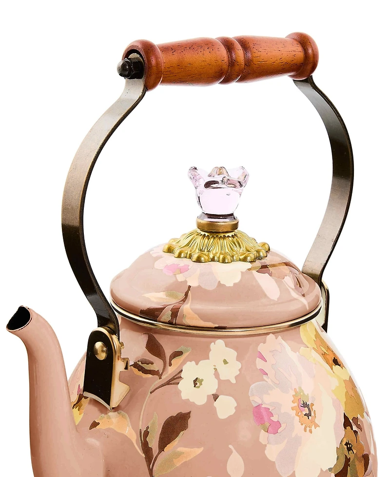MacKenzie-Childs Wild Rose Mauve 2-Quart Tea Kettle