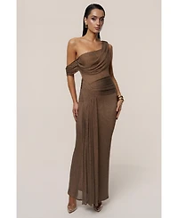 Jluxlabel Women's Draped Metallic Maxi Dress