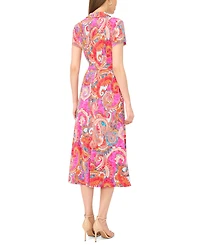 Msk Women's Short-Sleeve Zip Midi Dress