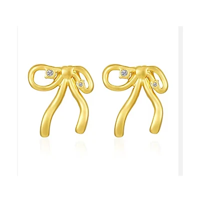 Rebl Jewelry Crystal Bow Stud Earrings
