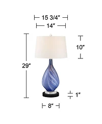 Possini Euro Design Taylor Modern Table Lamp with Round Marble Riser 29" Tall Art Glass Shade for Bedroom Living Room Bedside Office