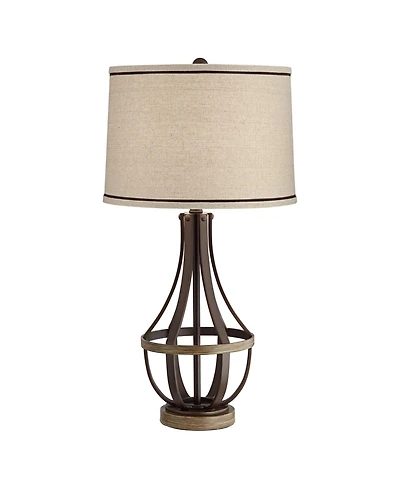 Franklin Iron Works Louanne Industrial Table Lamp 29" Tall Oil Rubbed Bronze with Usb Cord Dimmer