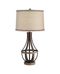 Franklin Iron Works Louanne Industrial Table Lamp 29" Tall Oil Rubbed Bronze with Usb Cord Dimmer