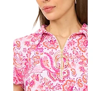 Msk Petite Printed Zip-Front Dress
