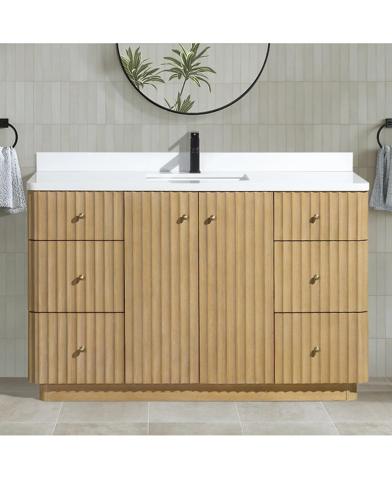 Ari Bath La Jolla 55" Bathroom Vanity Washed Oak