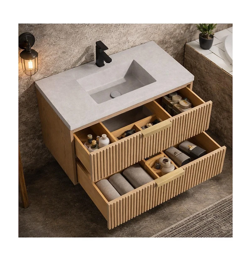 Ari Bath Diego 36" Floating Bathroom Vanity Oak