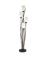 Franklin Iron Works Jareth Modern Industrial 73" Tall Tulip Floor Lamp with Smart Socket 4-Light Glass