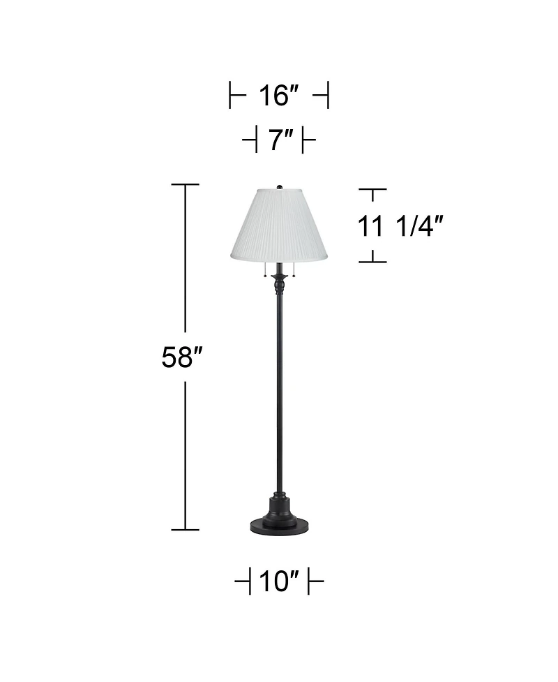360 Lighting Dyna Traditional 58" Tall 2-Light Standing Floor Lamp Skinny Pole Pull Chain