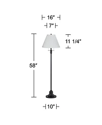 360 Lighting Dyna Traditional 58" Tall 2-Light Standing Floor Lamp Skinny Pole Pull Chain