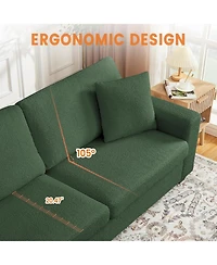 gaomon 83" Sofa Couch with Deep Seat, Teddy Fleece 3-Seater Sofa with Wide Armrests and Removable Cover