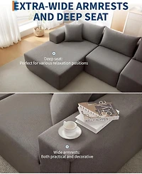 gaomon 108" Modular Cloud Sectional Sofa, L-Shaped Couch with Chaise, Deep Seat, No Assembly