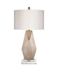 Possini Euro Design Modern Table Lamp with Marble Riser 32 1/2" Tall Sculptural Champagne Gold Drum Shade for Bedroom Living