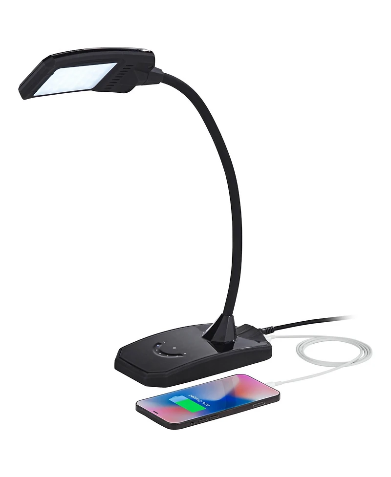 360 Lighting Ricky 13 3/4" High Small Modern Desk Lamps Set of 2 Usb Ports Led Gooseneck Home Office Living Room Charging