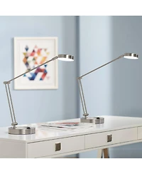 360 Lighting Jarrett 19" High Small Modern Desk Lamps Set of 2 Adjustable Led Satin Nickel Finish Metal Home Office