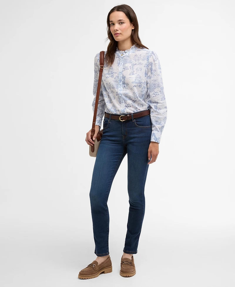 Barbour Women's Wisteria Printed Ruffle Neck Shirt