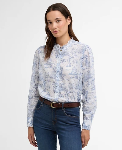 Barbour Women's Wisteria Printed Ruffle Neck Shirt