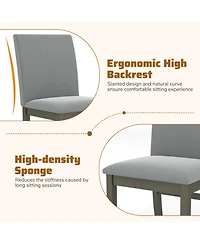 Gouun Set of 2 Velvet Upholstered High-Back Dining Chairs with Rubber Wood Legs