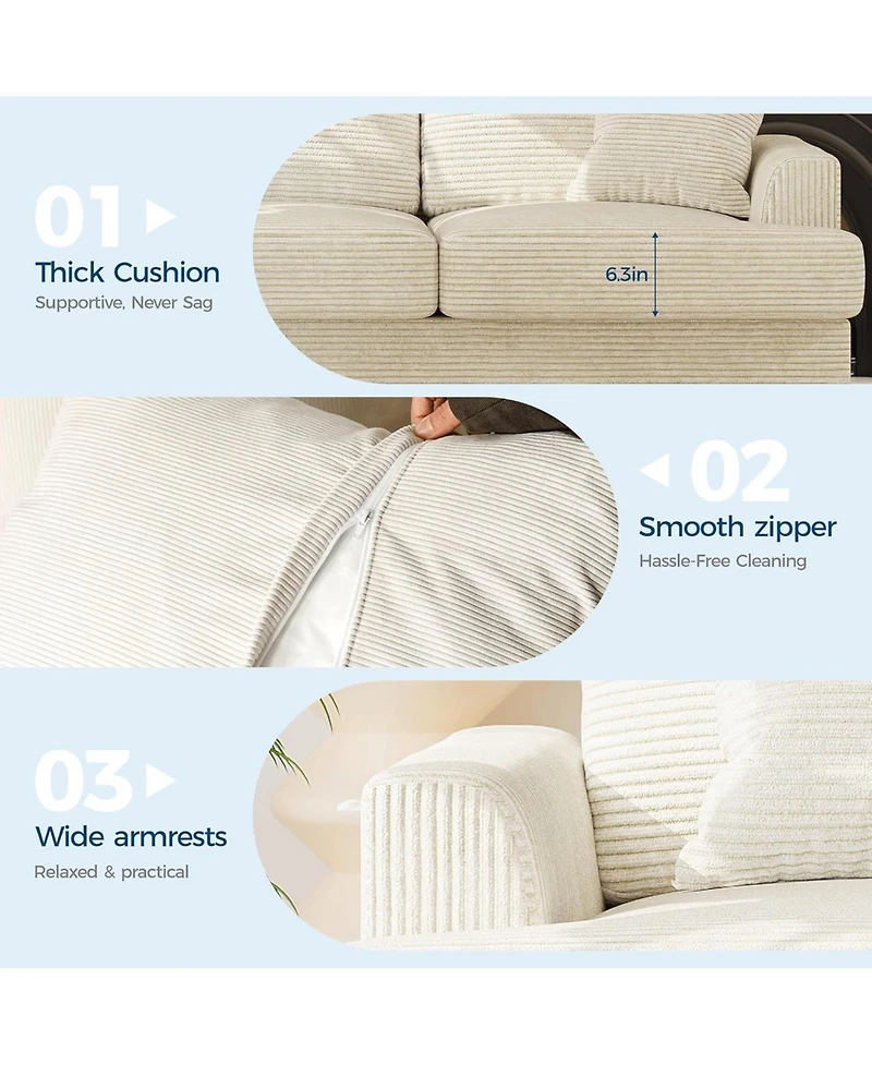 gaomon 86" Corduroy Sofa