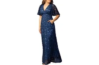 Kiyonna Women's Luminous Sequin Lace Evening Gown with Pockets