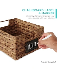 Best Choice Products Set of 4 12in Woven Water Hyacinth Pantry Baskets w/ Chalkboard Label, Chalk Marker